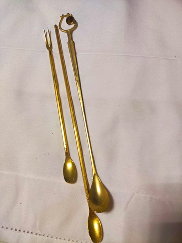 Brass fireplace toasting forks - toasting,