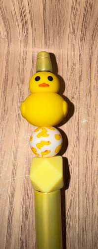 Yellow duck beaded pen - beaded,