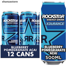 Rockstar XDurance Energy Drink, Blueberry Pomegranate and Acai, 12 x 500 ml