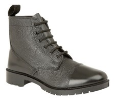 Mens Black Leather Cadet Army