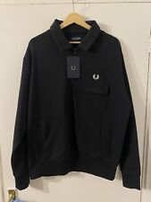 Fred Perry Half Zip Sweatshirt Size Large Black Brand New With Tags