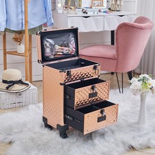 Beauty Cosmetic Case Hairdressing Nail Technician Storage Make Up Trolley Case