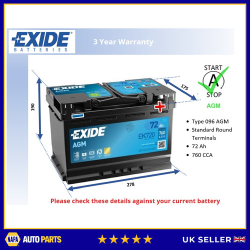 Car battery ek720 exide - car,