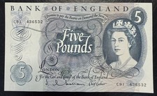 Old five pound note - five, £5