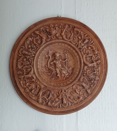 Vintage terracotta wall plate - wall,