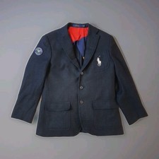 Ralph Lauren Womans Wimbledon Navy Blue  Summer Wool Linen Umpire Jacket Size 6