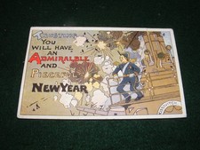 VINTAGE POSTCARD ART GREETING NAVY ADMIRAL SHIP HUMOUR