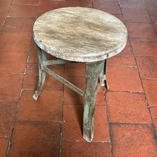 Small Wooden Stool With Metal Legs Height 12inches or 30.5 cm width 10.5 inches 