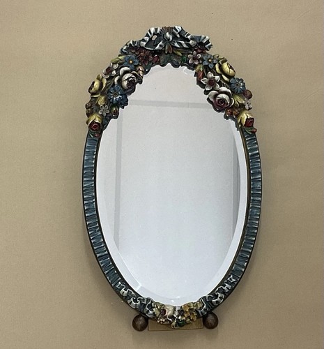 Art deco oval barbola mirror - deco,