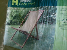 Sainsburys Olive Green Deckchair - Wooden Hardwood Mora Frame