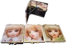 3x Kids Ladies Winking Closing Dolls Eyes Lenticular Image Compat Double Mirrors