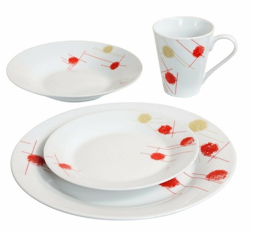 16pc dinner set cream white - set,