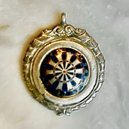 Antique 1937 silver enamel - "antique,