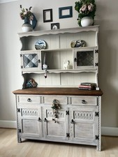 Jaycee Oak Dresser Hutch | Whitewashed | Jacobean Danish Oil Top | 182cm H