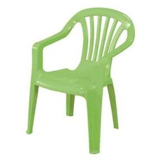 Kid's Chair, Limegreen Solid Plastic, Monoblock Stackable Garden Chair Patio