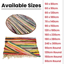 Chindi Rag Rug 100% Recycled Multicolored Fabrics Runner Handmade Floor Door Mat