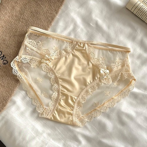 Satin sheer lace knickers - lace, 5
