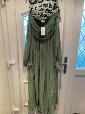 ASOS Lace & Beads off shoulder sleeve Maxi dress, Olive green Size 14. RRP £88