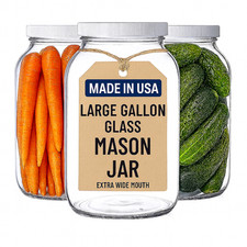 One Gallon Wide Mouth Glass Jar with Lid-Set of 3