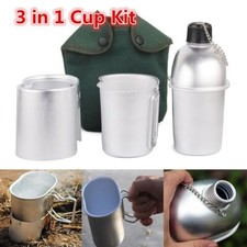Portable Aluminum Military Canteen Cup Cookware Set Wood Stove Cover Food Kettle