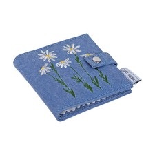HobbyGift Needle Case - Embroidered - Denim Daisies  Haberdashery Sewing Gift