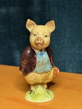 Beatrix Potter Pigling Bland maroon coat BP2a rare Beswick gold oval mint No Box