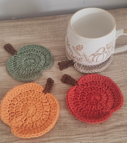 Crochet pumpkin coasters - crochet,