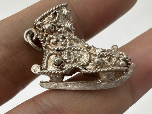 Vintage solid silver ice skate - vintage,