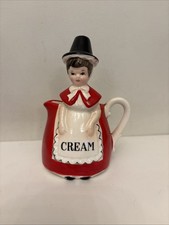 Vintage Welsh Woman Milk Jug Hand Painted Creamer ceramic, Traditional dress 6”