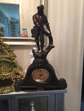 french 1920s  art deco fisherman  clock converted to quartz movementREDUCED