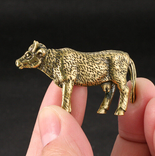 Brass cow figurine statue - figurine,