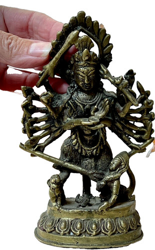 Antique bronze deity durga - antique,
