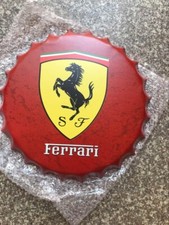 Wall Art/sign Ferrari /Vintage(F) Tin Metal 35cm Bottle Top Bar Pub hand made