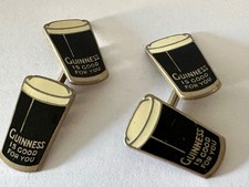 LOVELY PAIR OLD VINTAGE GUINNESS IS GOOD FOR YOU GLASSES CUFFLINKS