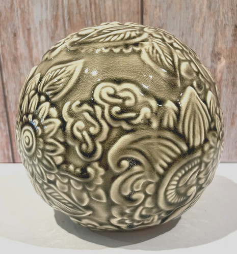 Ceramic decorative gray orb - 6",