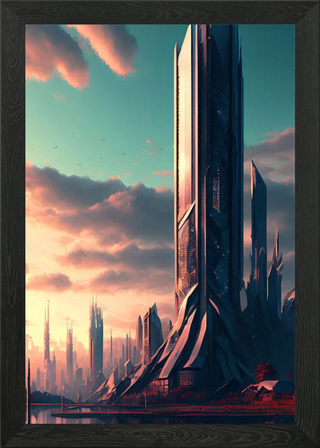 Future city framed - wall, art