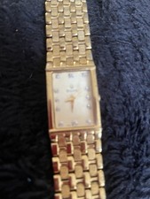 Bulova Men's Watch 97F52 Diamond Dial Gold Stainless Steel Wide Band Quartz USED