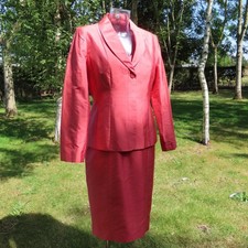 Vintage Kaliko Coral Peach Raw Silk Dress Blazer Jacket Two Piece Co-ord