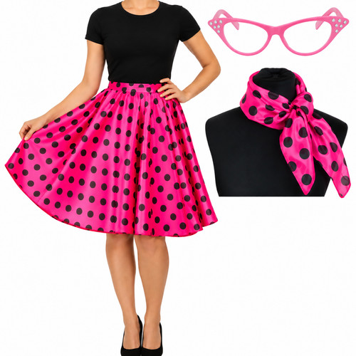 50s satin polka dot - satin, skirt