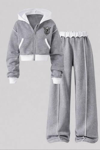 Girls grey tracksuit - tracksuit, set
