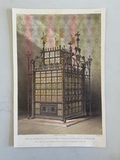 Antique Victorian Design Print – 1852 Medieval Style Stove Hardman of Birmingham