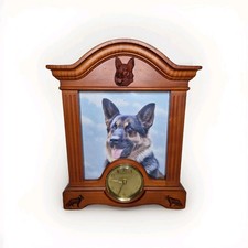 DANBURY MINT GERMAN SHEPHERD WOODEN CLOCK GOLD FACE WORKING CONDITION NO BOX