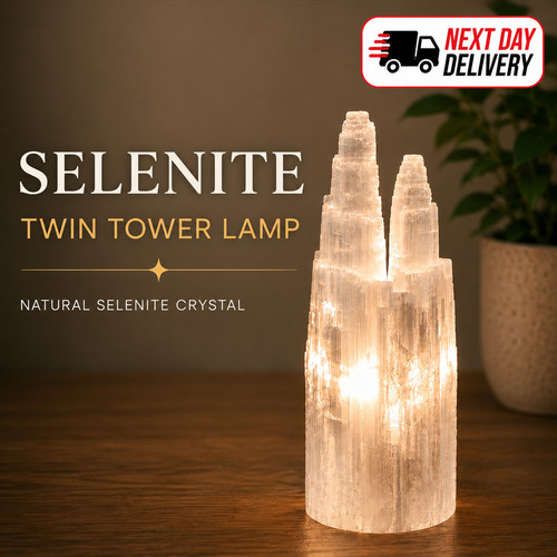 25cm selenite twin - selenite, tower