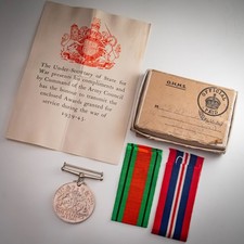King George VI British Campaign Service Medal + Original Box Paperwork & Ribbons