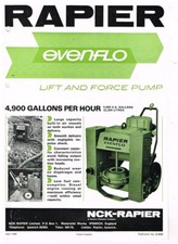 RAPIER EVENFLO 3" LIFT & FORCE DIAPHRAGM PUMP ORIG 1968 FACTORY SALES BROCHURE