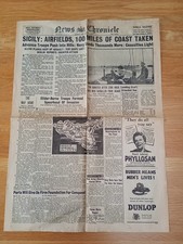 WW2 – Original Newspaper – Invasion of Sicily – Operation Husky - 1943