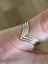 9ct Gold Tri-colour Wishbone Ring, UK Size L