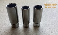 Halfords Advanced 3/8 Drive Spark Plug Socket Wrench Set of 3 10mm 12mm 14mm