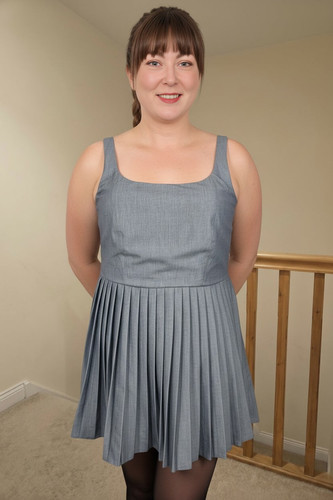 Grey fit flare - pleated, mini