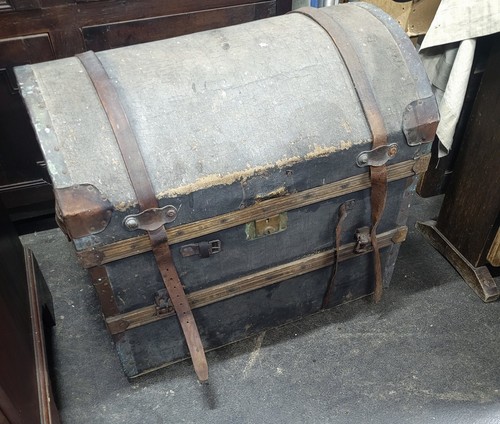 Antique steamer trunk wooden - trunk,